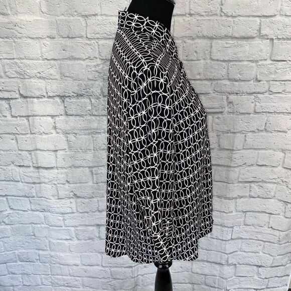 Blair button down 3/4 sleeve print top black & white sz medium women - Picture 6 of 10
